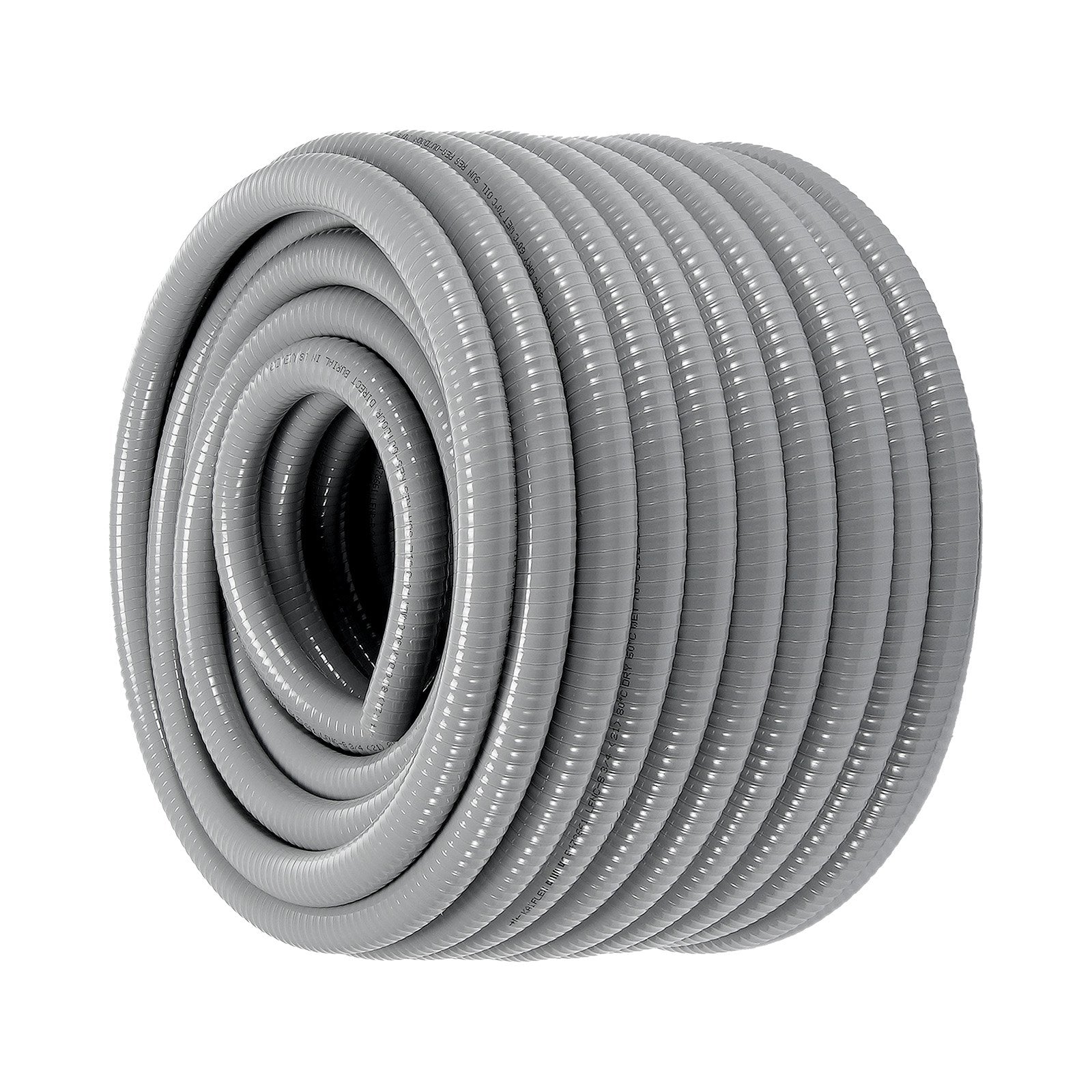 19.1 mm Flexible Electrical Conduit, 30.5 m, PVC Liquid-Tight Conduit Non-Metallic with 5 Straight and 5 90-Degree Conduit Connector Fittings, for Air Conditioning Motor Controller Pump, IP65