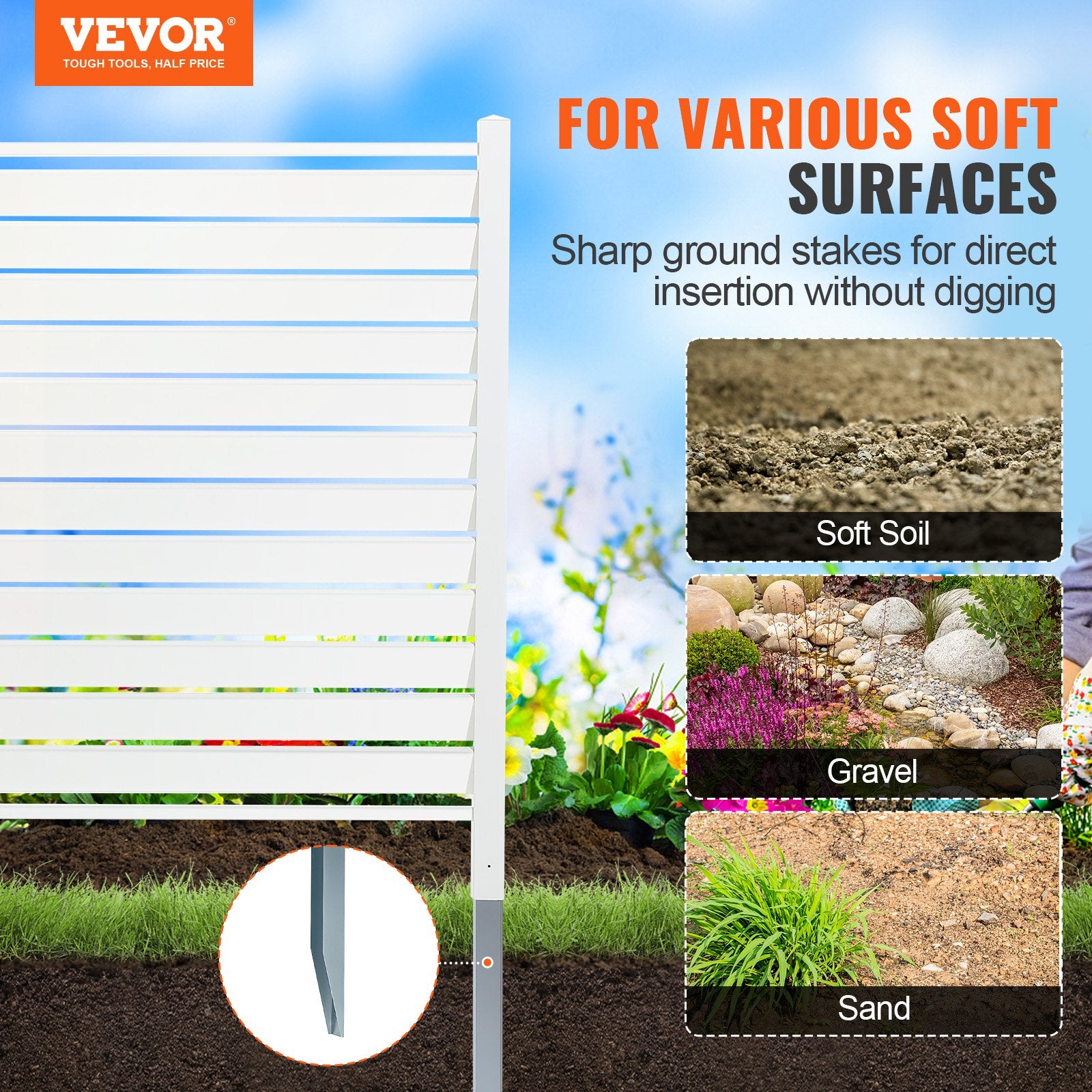 Sheds: VEVOR 48" W x 48" H Vinyl Privacy Fence Panels, Air Conditioner Fence, Outdoor Privacy Screens for Trash Can, Pool Equipment Enclosure, Privacy Screen Kit Louvered Panels (2 Panels)