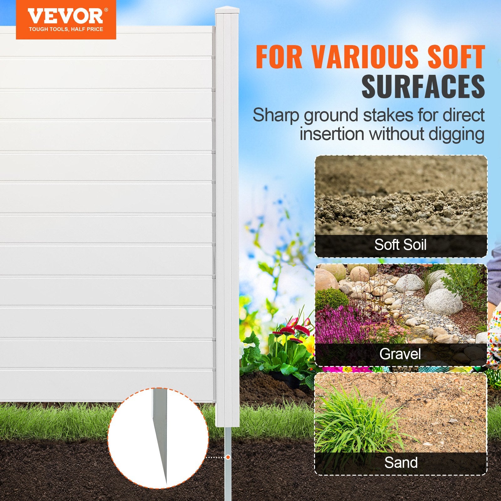 Sheds: VEVOR Outdoor Privacy Screens, 50" W x 50" H Air Conditioner Fence, Pool Equipment Enclosure, Horizontal Vinyl Privacy Fence, Perfect to Enclose Trash Can and A/C Units (4-Panel)