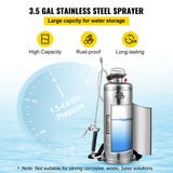Salt & Pepper Shakers: VEVOR 3.5Gal Stainless Steel Sprayer,l Set with 20" Wand& Handle& 3FT Reinforced Hose, Hand Pump Sprayer with Pressure Gauge&Safety Valve, Adjustable Nozzle Suitable for Gardening& Sanitizing