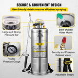 Salt & Pepper Shakers: VEVOR 3.5Gal Stainless Steel Sprayer,l Set with 20" Wand& Handle& 3FT Reinforced Hose, Hand Pump Sprayer with Pressure Gauge&Safety Valve, Adjustable Nozzle Suitable for Gardening& Sanitizing