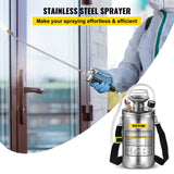 Gardening Tools: VEVOR 1.5Gal Stainless Steel Sprayer, Set with 16" Wand& Handle& 3.3FT Reinforced Hose, Hand Pump Sprayer with Pressure Gauge&Safety Valve, Adjustable Nozzle Suitable for Gardening& Sanitizing
