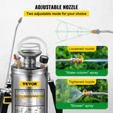 Gardening Tools: VEVOR 1.5Gal Stainless Steel Sprayer, Set with 16" Wand& Handle& 3.3FT Reinforced Hose, Hand Pump Sprayer with Pressure Gauge&Safety Valve, Adjustable Nozzle Suitable for Gardening& Sanitizing