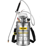 Gardening Tools: VEVOR 1.5Gal Stainless Steel Sprayer, Set with 16" Wand& Handle& 3.3FT Reinforced Hose, Hand Pump Sprayer with Pressure Gauge&Safety Valve, Adjustable Nozzle Suitable for Gardening& Sanitizing