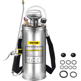 Herbicides: VEVOR 2Gal Stainless Steel Sprayer, Set with 20"" Wand& Handle& 3FT Reinforced Hose, Hand Pump Sprayer with Pressure Gauge&Safety Valve, Adjustable Nozzle Suitable for Gardening and Sanitizing