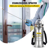 Herbicides: VEVOR 2Gal Stainless Steel Sprayer, Set with 20"" Wand& Handle& 3FT Reinforced Hose, Hand Pump Sprayer with Pressure Gauge&Safety Valve, Adjustable Nozzle Suitable for Gardening and Sanitizing