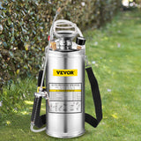 Herbicides: VEVOR 2Gal Stainless Steel Sprayer, Set with 20"" Wand& Handle& 3FT Reinforced Hose, Hand Pump Sprayer with Pressure Gauge&Safety Valve, Adjustable Nozzle Suitable for Gardening and Sanitizing