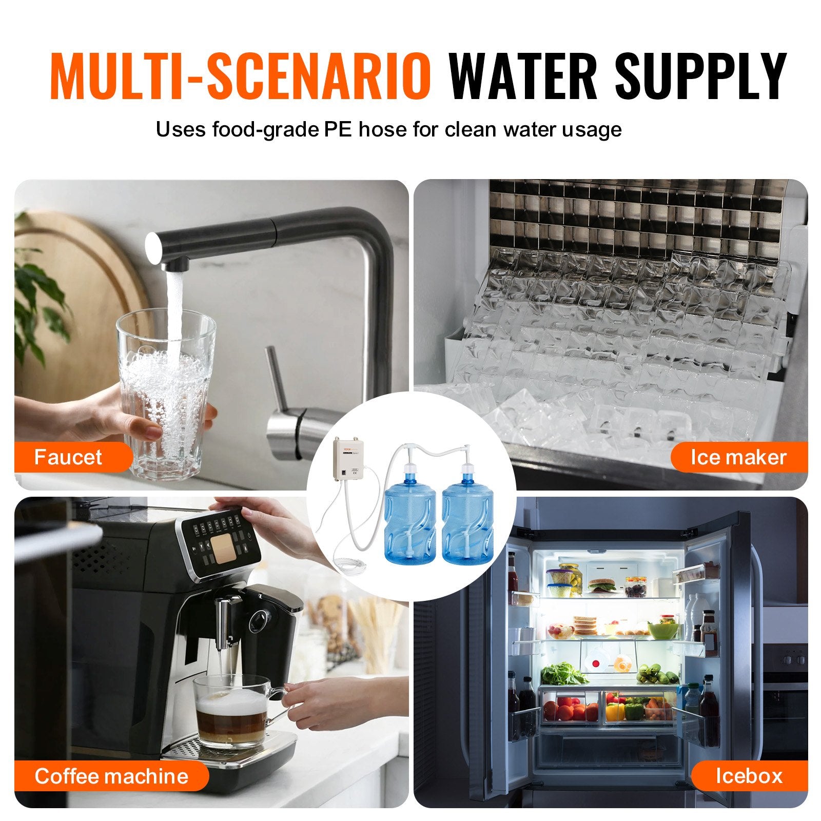 Basketball & Basketball Accessories: VEVOR Bottled Water Dispenser Pump System, 2x5 Gallon Dispensing System, Automatic Electric Water Dispenser, Double-Pipe Water Jug Pump, Compatible Use with Coffee/Tea Machine, Refrigerator, Ice Maker