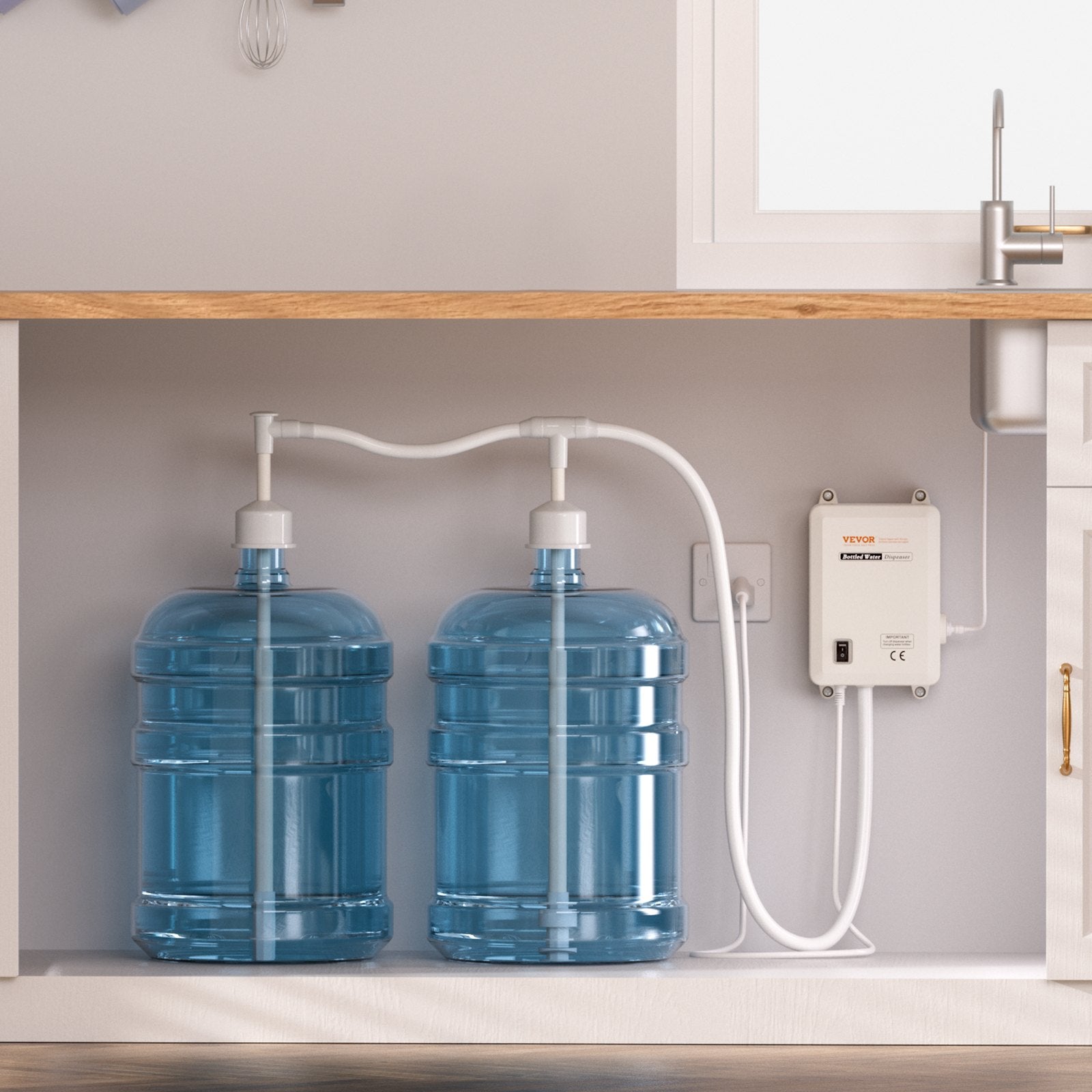 Basketball & Basketball Accessories: VEVOR Bottled Water Dispenser Pump System, 2x5 Gallon Dispensing System, Automatic Electric Water Dispenser, Double-Pipe Water Jug Pump, Compatible Use with Coffee/Tea Machine, Refrigerator, Ice Maker