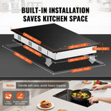 Food Warmers & Chafing Dishes: VEVOR Electric Cooktop, 12 inch 2 Burners Built-in Electric Stove Top, 3000W Ceramic Radiant Cooktop with Glass Panel, Touch Control, Timer, Child Lock, 9 Heat Level, Residual Heat Indicator, 220-240V