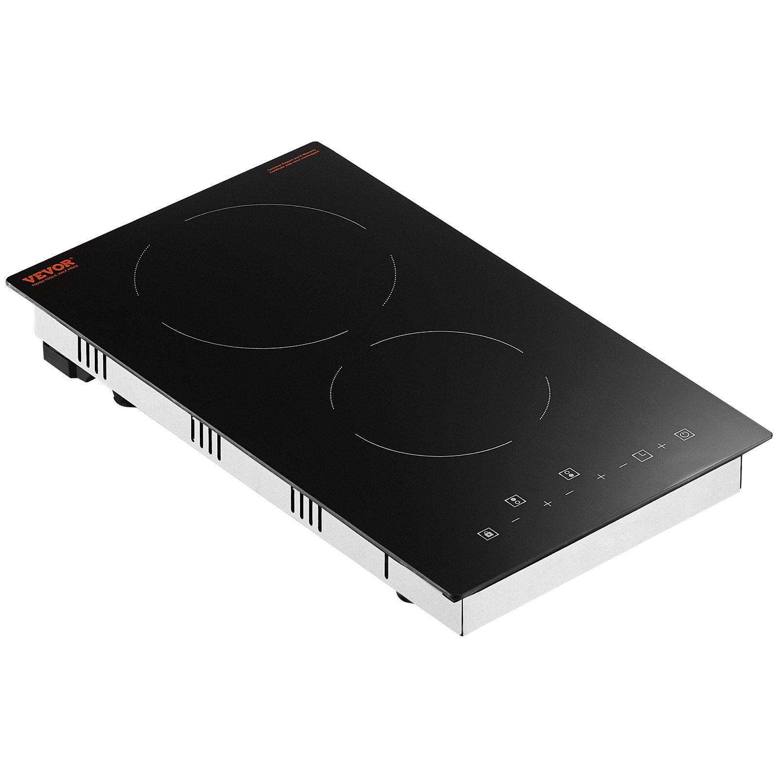 Food Warmers & Chafing Dishes: VEVOR Electric Cooktop, 12 inch 2 Burners Built-in Electric Stove Top, 3000W Ceramic Radiant Cooktop with Glass Panel, Touch Control, Timer, Child Lock, 9 Heat Level, Residual Heat Indicator, 220-240V