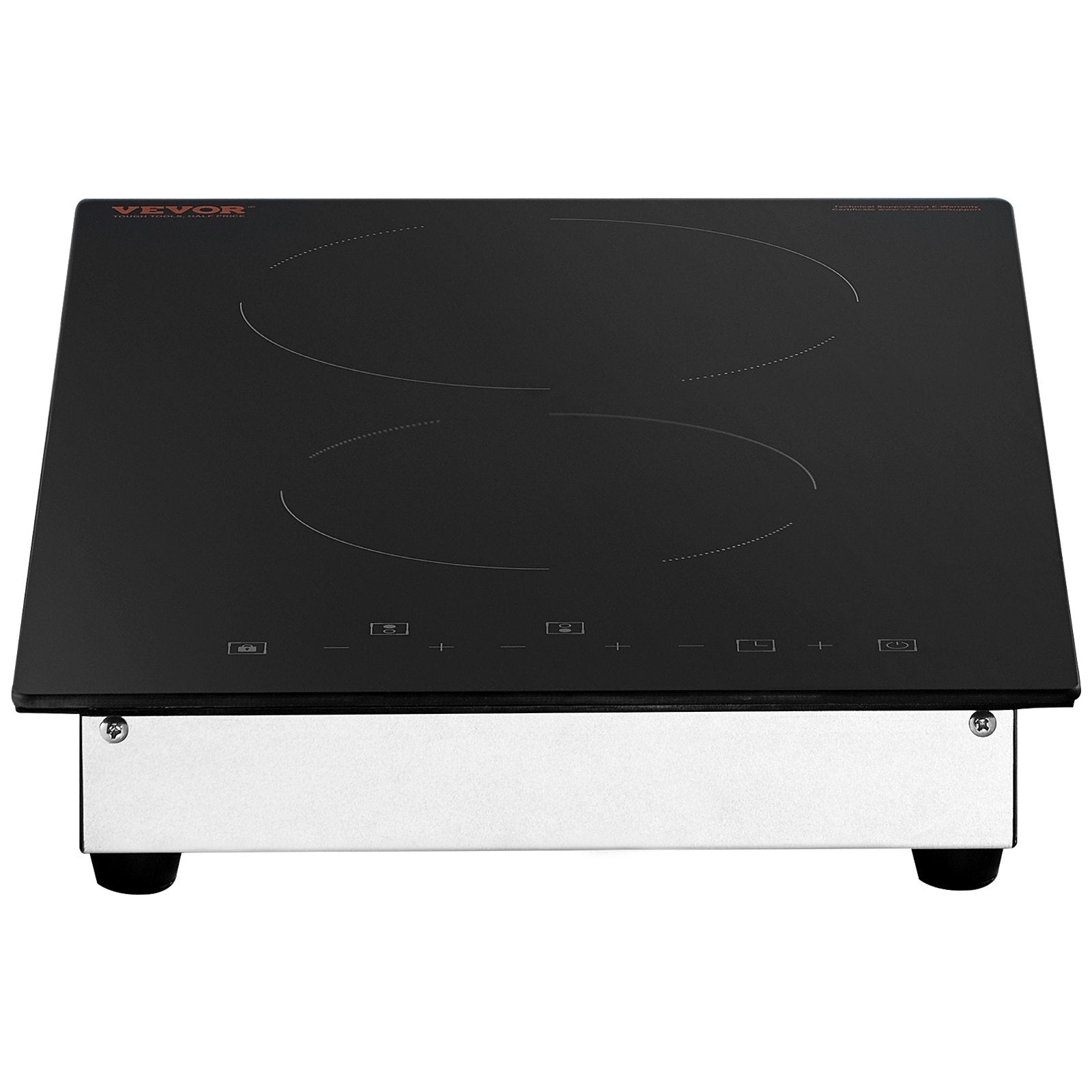 Food Warmers & Chafing Dishes: VEVOR Electric Cooktop, 12 inch 2 Burners Built-in Electric Stove Top, 3000W Ceramic Radiant Cooktop with Glass Panel, Touch Control, Timer, Child Lock, 9 Heat Level, Residual Heat Indicator, 220-240V