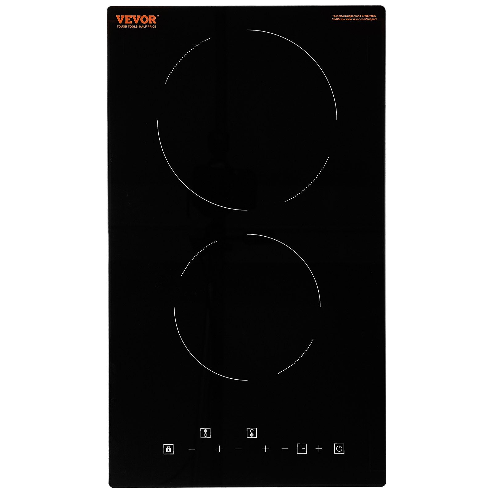 Food Warmers & Chafing Dishes: VEVOR Electric Cooktop, 12 inch 2 Burners Built-in Electric Stove Top, 3000W Ceramic Radiant Cooktop with Glass Panel, Touch Control, Timer, Child Lock, 9 Heat Level, Residual Heat Indicator, 220-240V