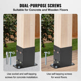 Canopies & Gazebos: VEVOR 101.6x101.6mm Post Base 4 Pcs, Inner Size 91x91 Post Base Brackets, Heavy Duty Powder-Coated Post Anchor Matte Black Wood Post Brackets for Pavilion Deck Railing Support Deck Base Plate