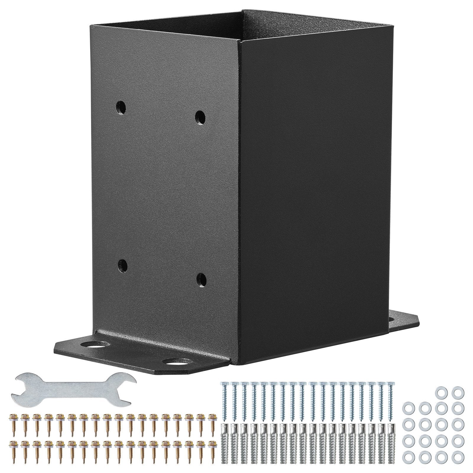 Canopies & Gazebos: VEVOR 101.6x101.6mm Post Base 4 Pcs, Inner Size 91x91 Post Base Brackets, Heavy Duty Powder-Coated Post Anchor Matte Black Wood Post Brackets for Pavilion Deck Railing Support Deck Base Plate