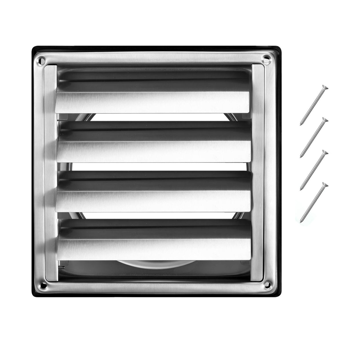 145mm Wall Vent Cover, Louvered Square AC Vent Gable Cover, Premium Stainless Steel & with Noise Reducing Rubber Gasket, for House,Bathroom,Garage,Kitchen,Basement (1 Pack, Silver)
