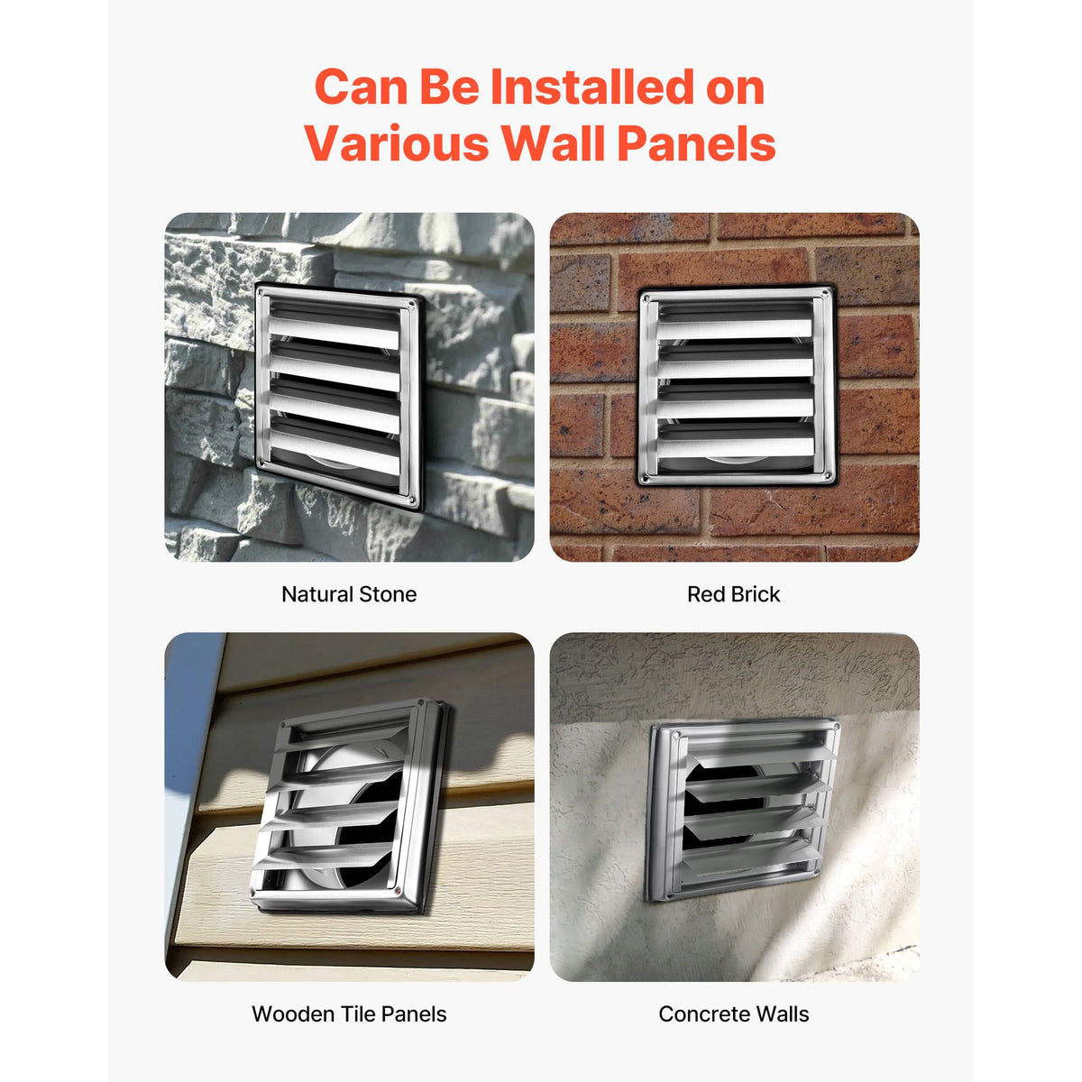 145mm Wall Vent Cover, Louvered Square AC Vent Gable Cover, Premium Stainless Steel & with Noise Reducing Rubber Gasket, for House,Bathroom,Garage,Kitchen,Basement (1 Pack, Silver)