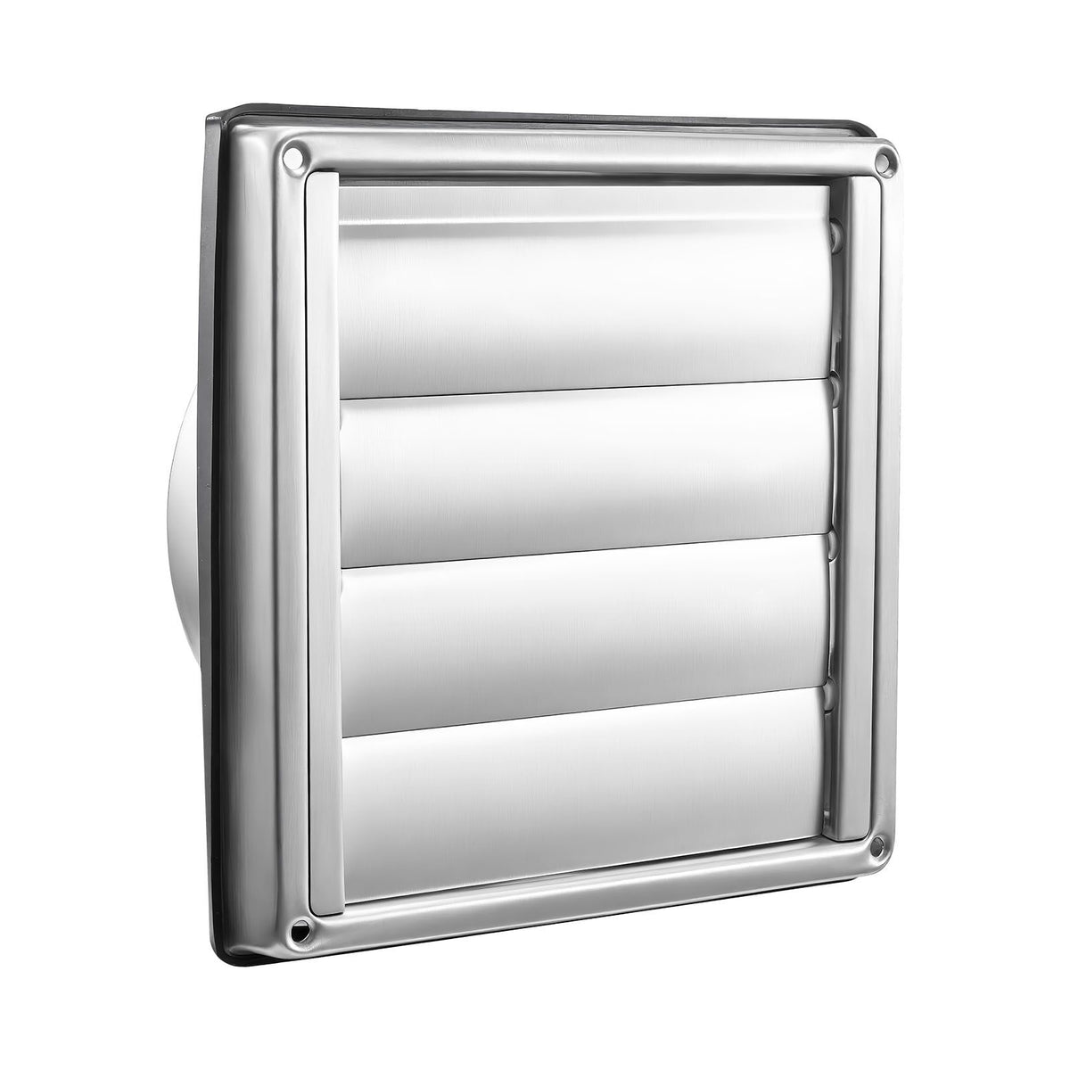 145mm Wall Vent Cover, Louvered Square AC Vent Gable Cover, Premium Stainless Steel & with Noise Reducing Rubber Gasket, for House,Bathroom,Garage,Kitchen,Basement (1 Pack, Silver)