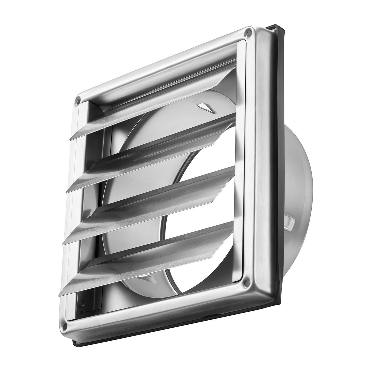 97mm Wall Vent Cover, Louvered Square AC Vent Gable Cover, Premium Stainless Steel & with Noise Reducing Rubber Gasket, for House,Bathroom,Garage,Kitchen,Basement (1 Pack, Silver)