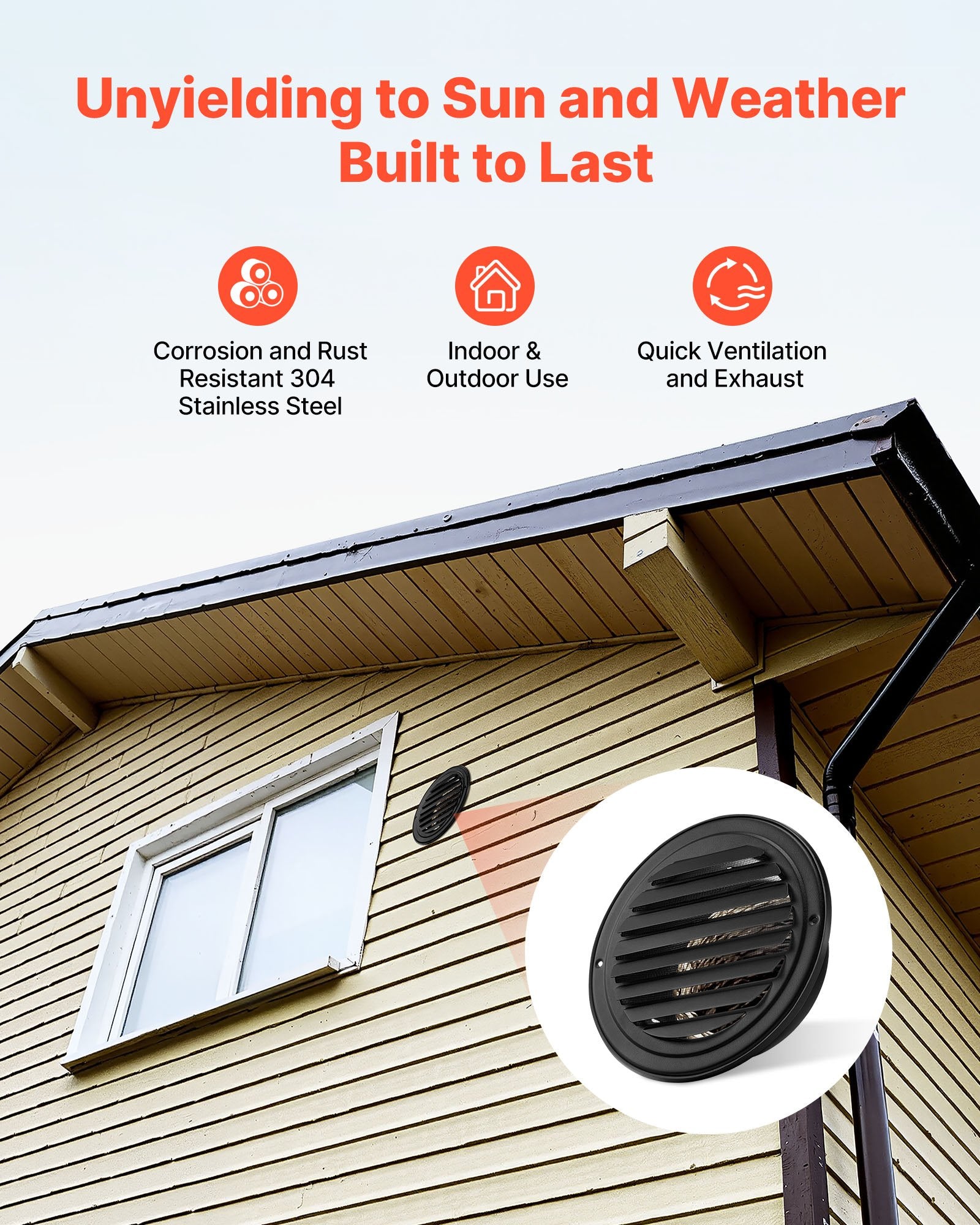 Automotive Repair & Speciality Tools: VEVOR 145 mm Wall Vent Cover, Louvered Round AC Vent Gable Cover, Premium Stainless Steel & with Built-in a Protection Screen, for House,Bathroom,Garage,Kitchen,Basement (2 Pack, Black)