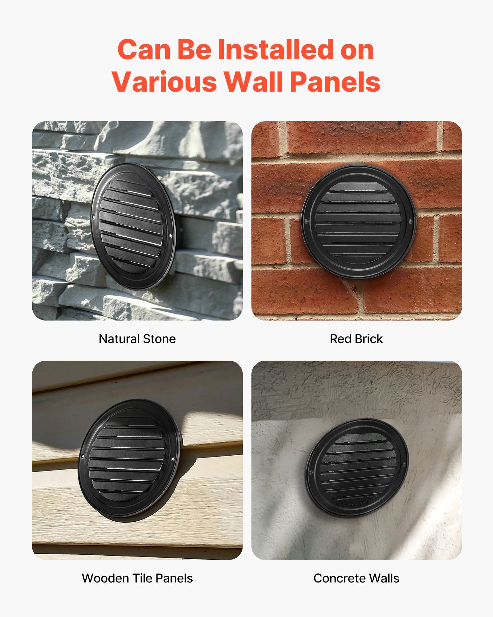 Automotive Repair & Speciality Tools: VEVOR 145 mm Wall Vent Cover, Louvered Round AC Vent Gable Cover, Premium Stainless Steel & with Built-in a Protection Screen, for House,Bathroom,Garage,Kitchen,Basement (2 Pack, Black)