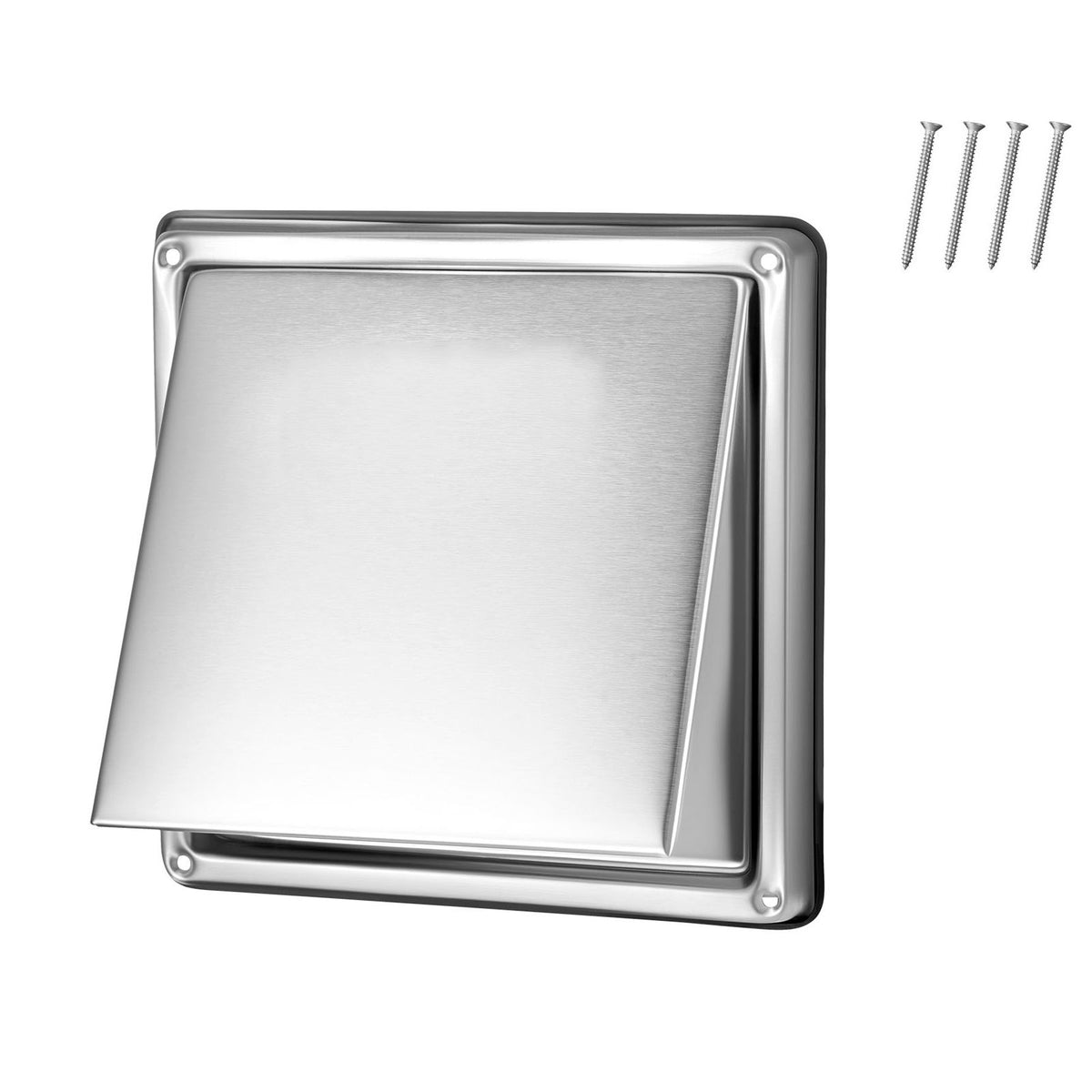 145 mm External Extractor Wall Vent Cover, Square AC Vent Gable Cover, Premium Stainless Steel & with Built-in a Protection Screen, for House,Bathroom,Garage,Kitchen,Basement (1 Pack, Silver)