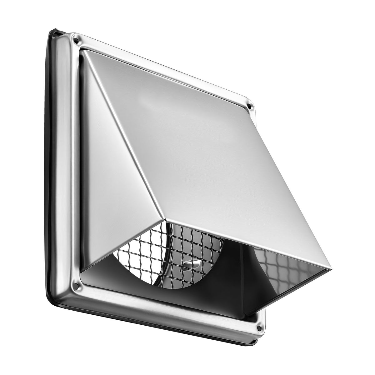 145 mm External Extractor Wall Vent Cover, Square AC Vent Gable Cover, Premium Stainless Steel & with Built-in a Protection Screen, for House,Bathroom,Garage,Kitchen,Basement (1 Pack, Silver)