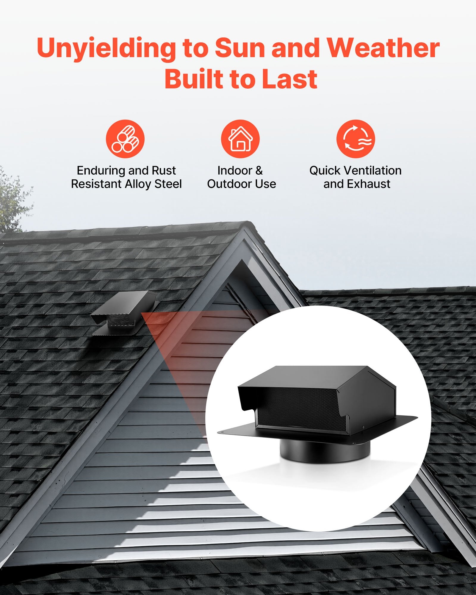 Automotive Repair & Speciality Tools: VEVOR 149 mm Hooded Wall Vent Cover SPCC Steel Roof Exhaust 1 Pack Black