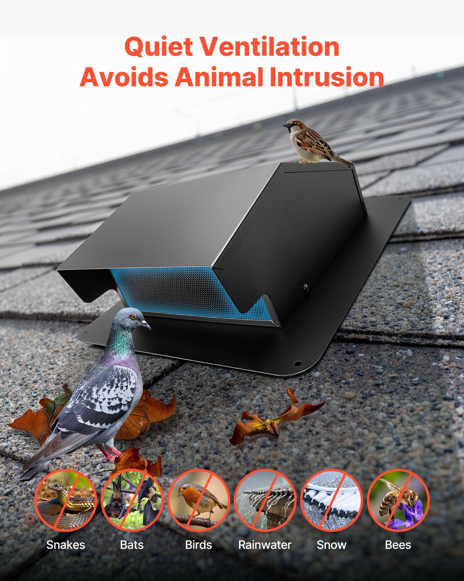 Automotive Repair & Speciality Tools: VEVOR 149 mm Hooded Wall Vent Cover SPCC Steel Roof Exhaust 1 Pack Black