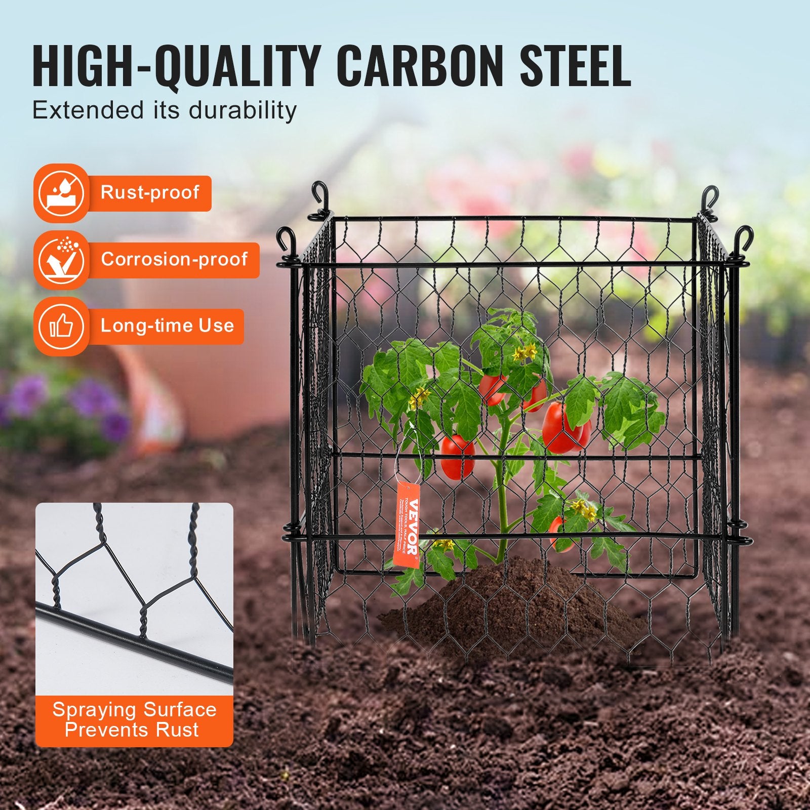 Small Animal Habitats & Cages: VEVOR 4 Pack Plant Protector from Animals, 13.4'' x 13.4'' Chicken Wire Plant Protector, Plant Cages for Outdoor Plants, Flowers & Vegetables, Keeps Bunny Chicken Squirrels Out, 16pcs Metal Mesh