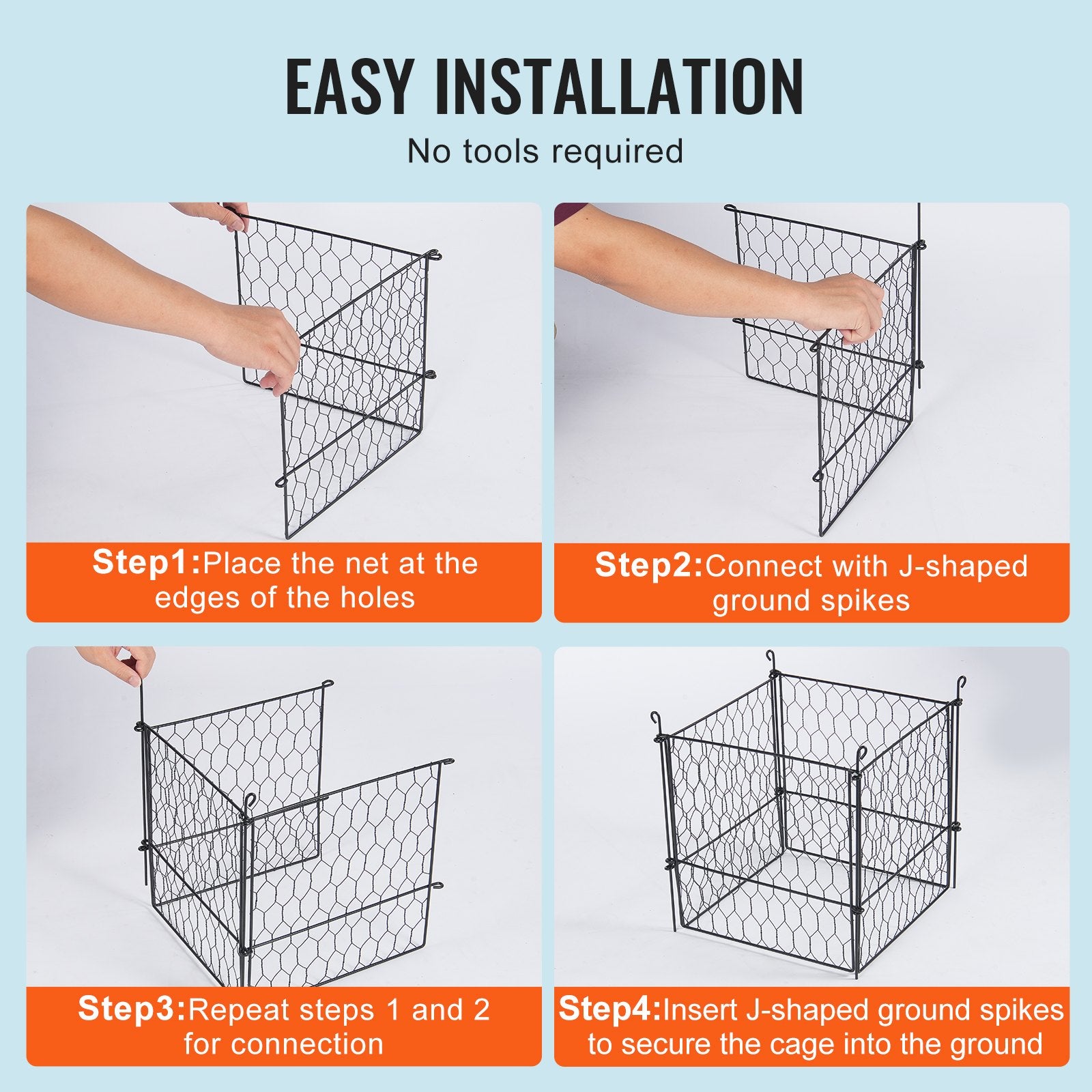 Small Animal Habitats & Cages: VEVOR 4 Pack Plant Protector from Animals, 13.4'' x 13.4'' Chicken Wire Plant Protector, Plant Cages for Outdoor Plants, Flowers & Vegetables, Keeps Bunny Chicken Squirrels Out, 16pcs Metal Mesh
