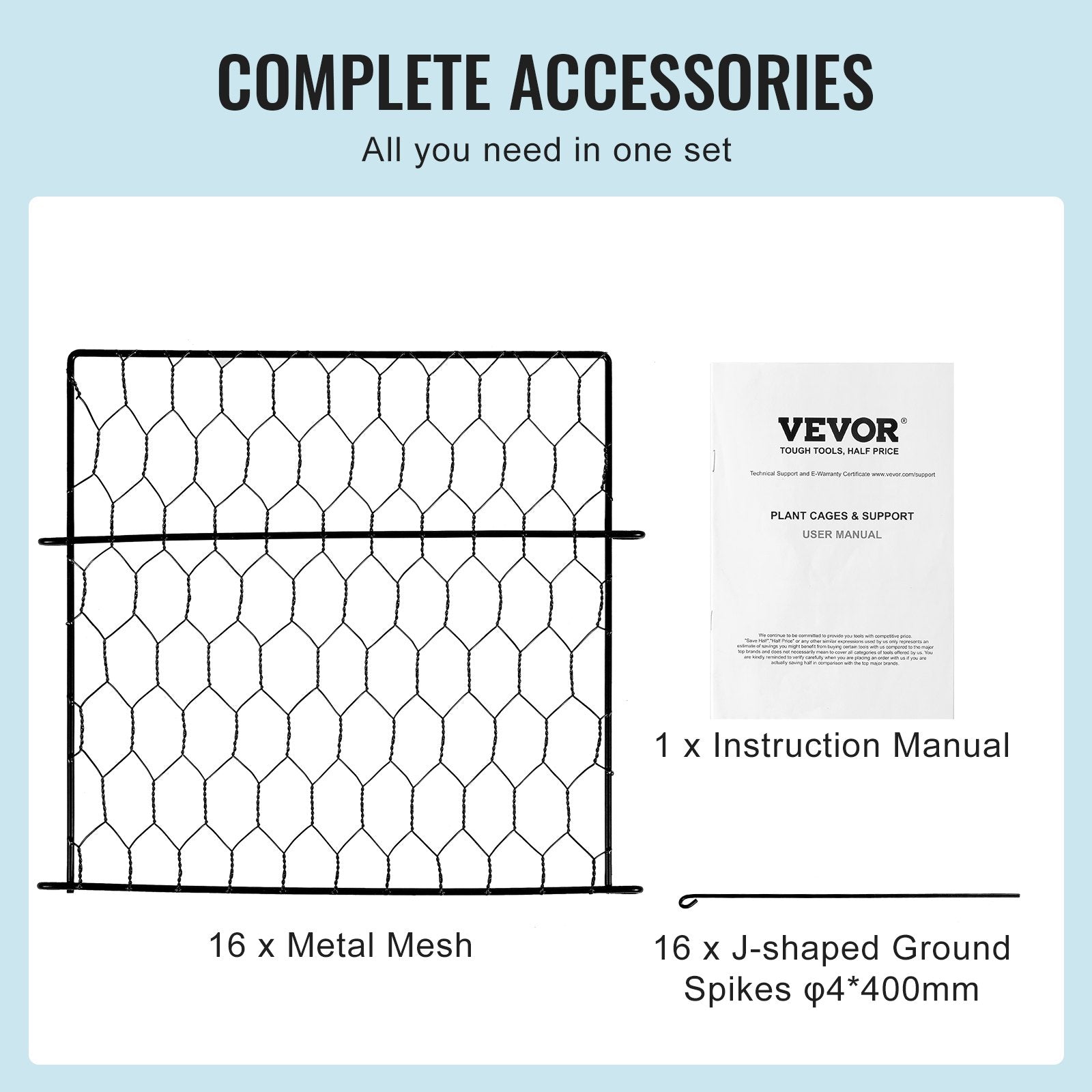 Small Animal Habitats & Cages: VEVOR 4 Pack Plant Protector from Animals, 13.4'' x 13.4'' Chicken Wire Plant Protector, Plant Cages for Outdoor Plants, Flowers & Vegetables, Keeps Bunny Chicken Squirrels Out, 16pcs Metal Mesh