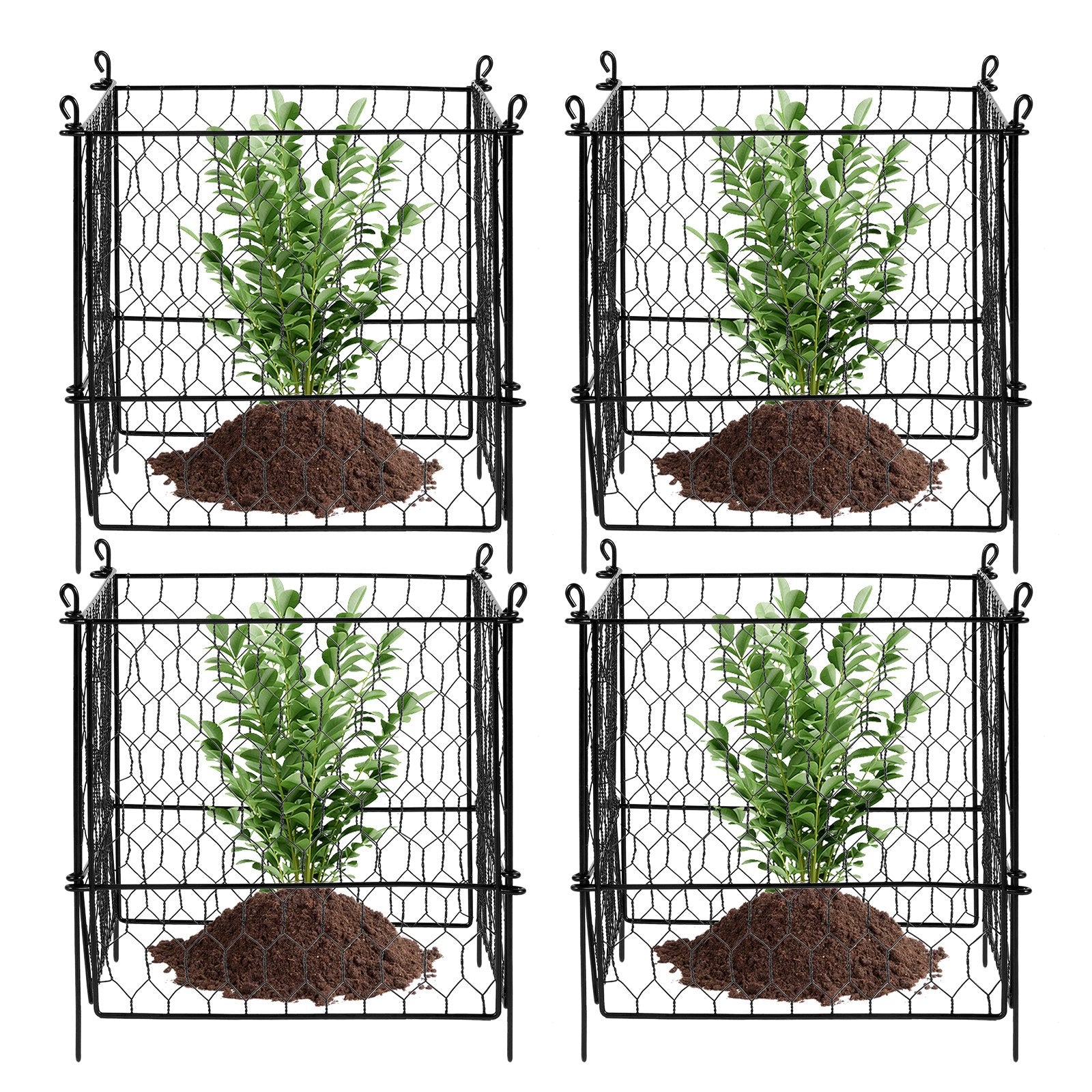 Small Animal Habitats & Cages: VEVOR 4 Pack Plant Protector from Animals, 13.4'' x 13.4'' Chicken Wire Plant Protector, Plant Cages for Outdoor Plants, Flowers & Vegetables, Keeps Bunny Chicken Squirrels Out, 16pcs Metal Mesh