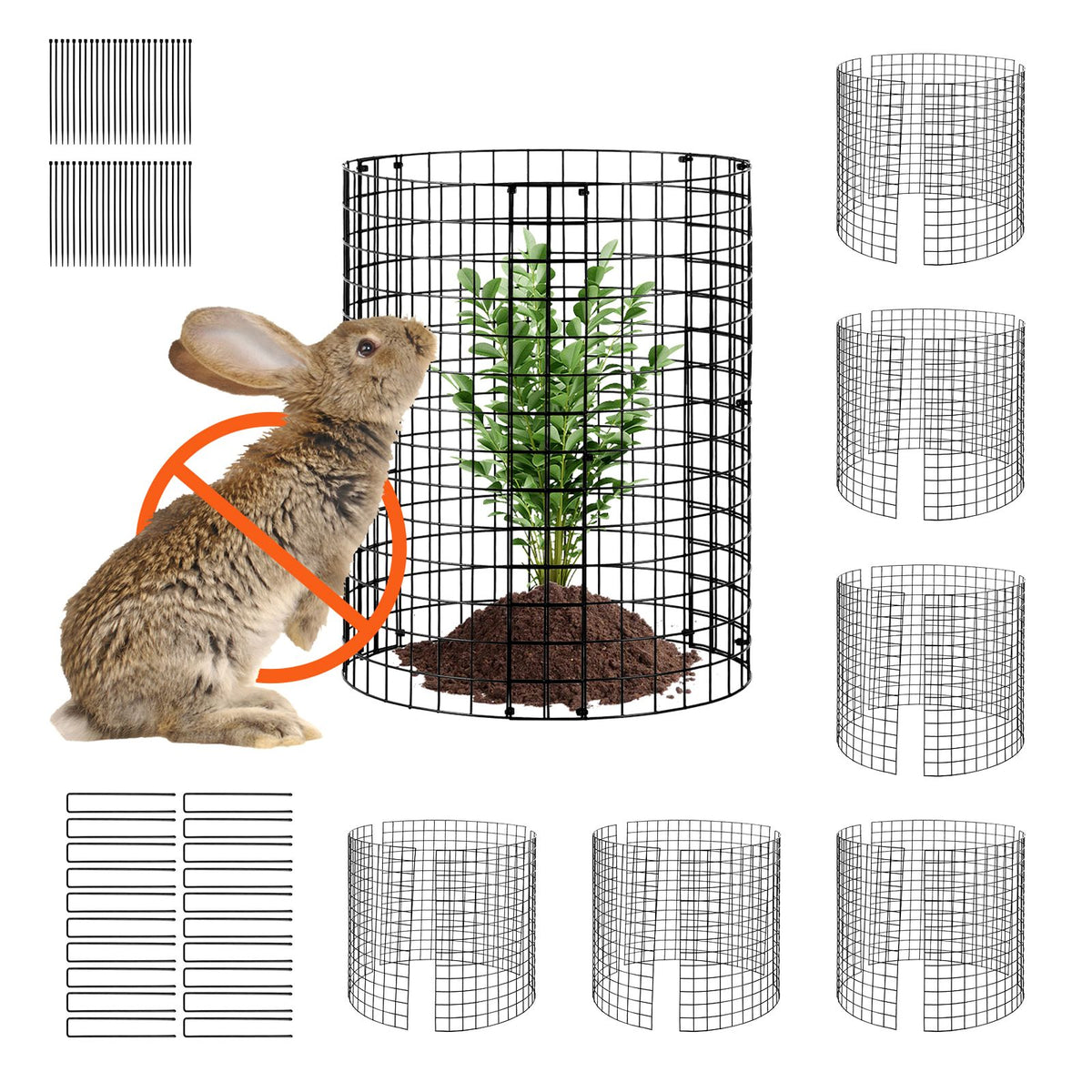 6 Pack Plant Protector from Animals, 320mm Dia. x 355mm H Chicken Wire Plant Protector, Plant Cages for Outdoor Plants, Flowers & Vegetables, Keeps Bunny Chicken Squirrels Out, 18pcs Metal Mesh