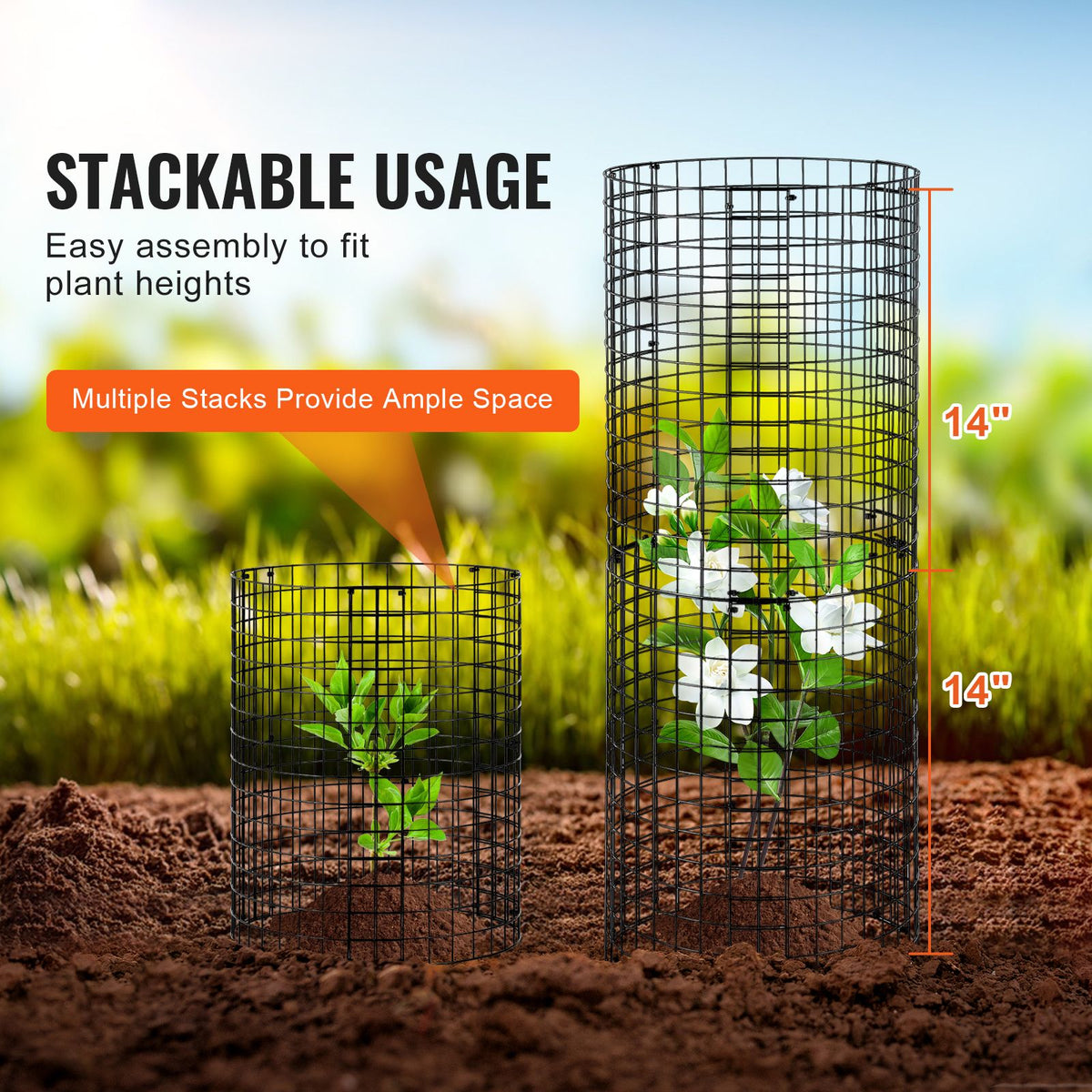 6 Pack Plant Protector from Animals, 320mm Dia. x 355mm H Chicken Wire Plant Protector, Plant Cages for Outdoor Plants, Flowers & Vegetables, Keeps Bunny Chicken Squirrels Out, 18pcs Metal Mesh