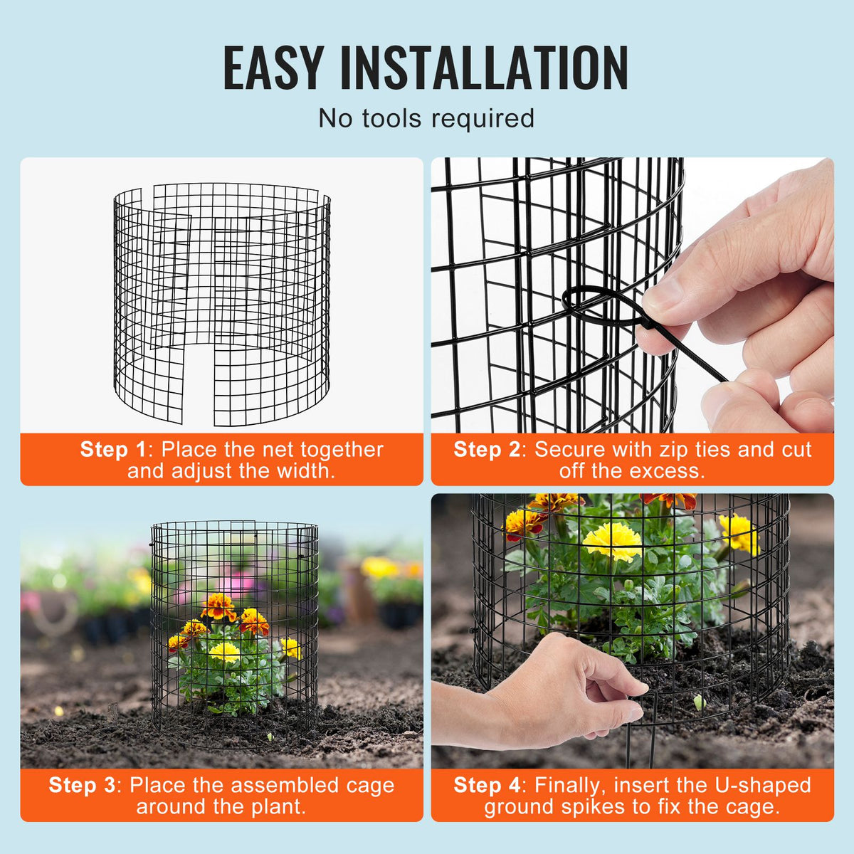6 Pack Plant Protector from Animals, 320mm Dia. x 355mm H Chicken Wire Plant Protector, Plant Cages for Outdoor Plants, Flowers & Vegetables, Keeps Bunny Chicken Squirrels Out, 18pcs Metal Mesh