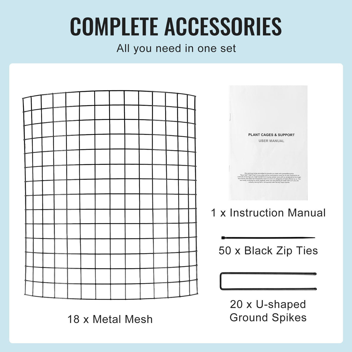 6 Pack Plant Protector from Animals, 320mm Dia. x 355mm H Chicken Wire Plant Protector, Plant Cages for Outdoor Plants, Flowers & Vegetables, Keeps Bunny Chicken Squirrels Out, 18pcs Metal Mesh