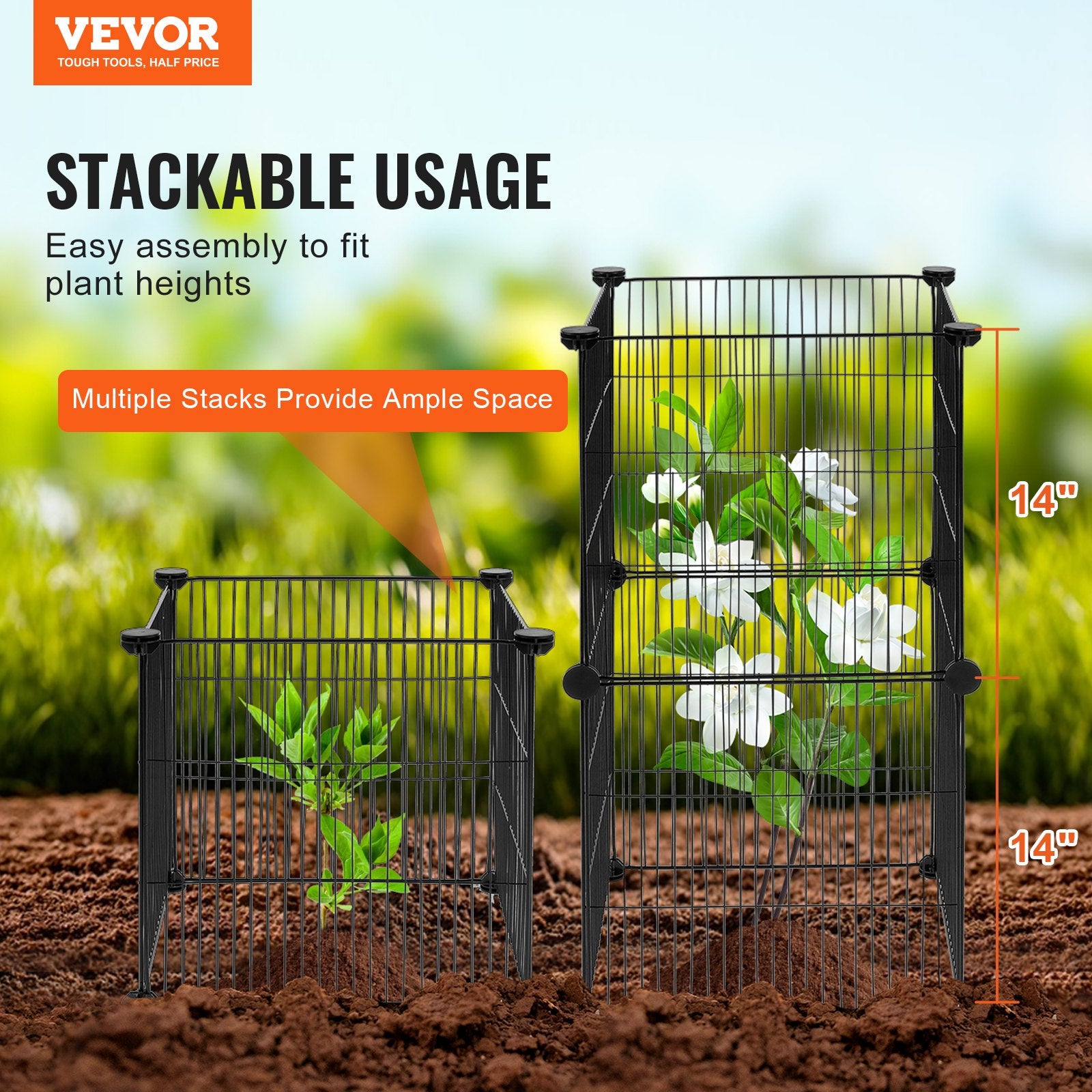 Pots, Planters & Accessories: VEVOR 5 Pack Plant Protector from Animals, 390 mm x 390 mm Chicken Wire Plant Protector, Plant Cages for Outdoor Plants, Flowers & Vegetables, Keeps Bunny Chicken Squirrels Out, 20pcs Metal Mesh