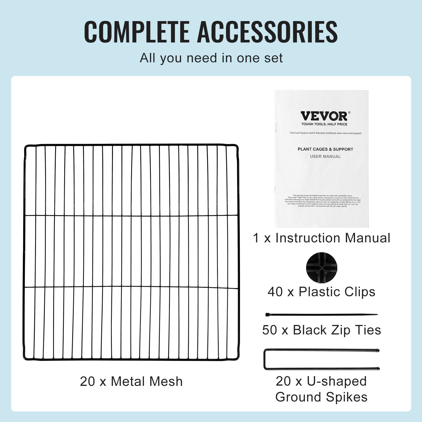 Pots, Planters & Accessories: VEVOR 5 Pack Plant Protector from Animals, 390 mm x 390 mm Chicken Wire Plant Protector, Plant Cages for Outdoor Plants, Flowers & Vegetables, Keeps Bunny Chicken Squirrels Out, 20pcs Metal Mesh