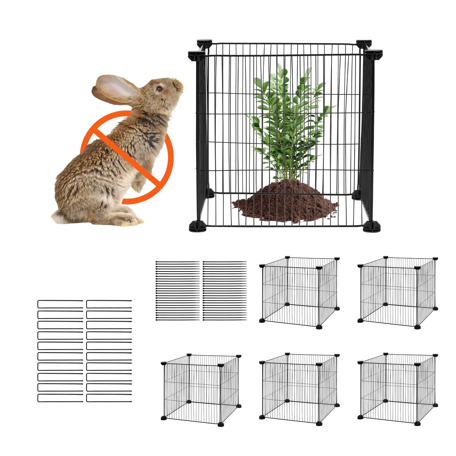Pots, Planters & Accessories: VEVOR 5 Pack Plant Protector from Animals, 390 mm x 390 mm Chicken Wire Plant Protector, Plant Cages for Outdoor Plants, Flowers & Vegetables, Keeps Bunny Chicken Squirrels Out, 20pcs Metal Mesh