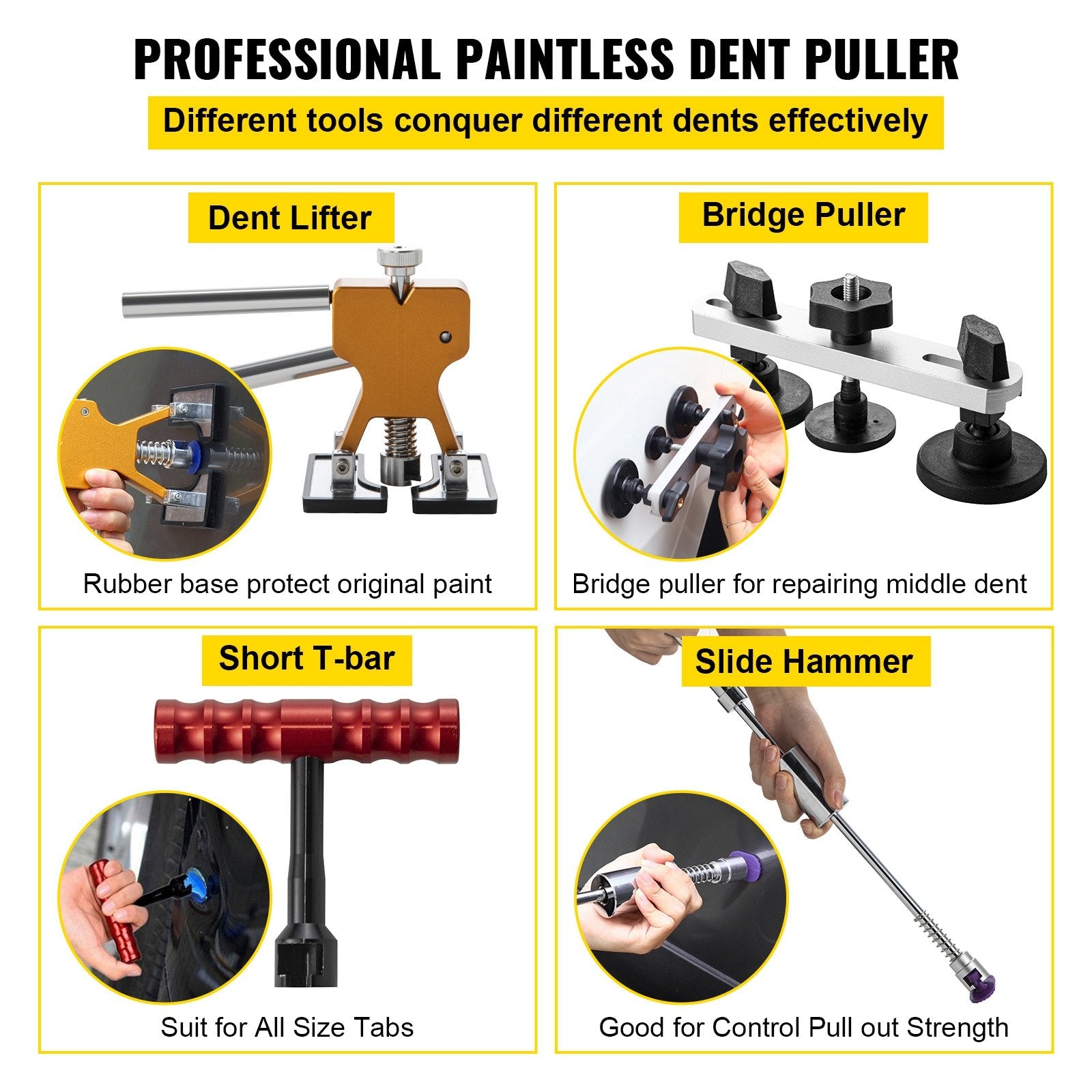 Automotive Repair & Speciality Tools: VEVOR Paintless Dent Repair Tools Hail Damage Remover 98 Pcs Body Dent Removal