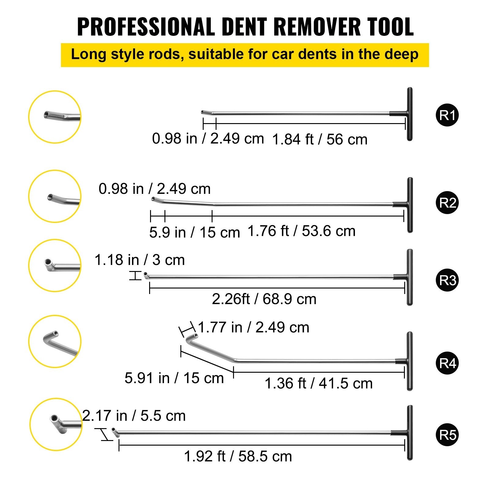 Audio Accessories: VEVOR Rods Dent Puller Stainless Steel Paintless Repair Kits Hail Removal 13 PCS