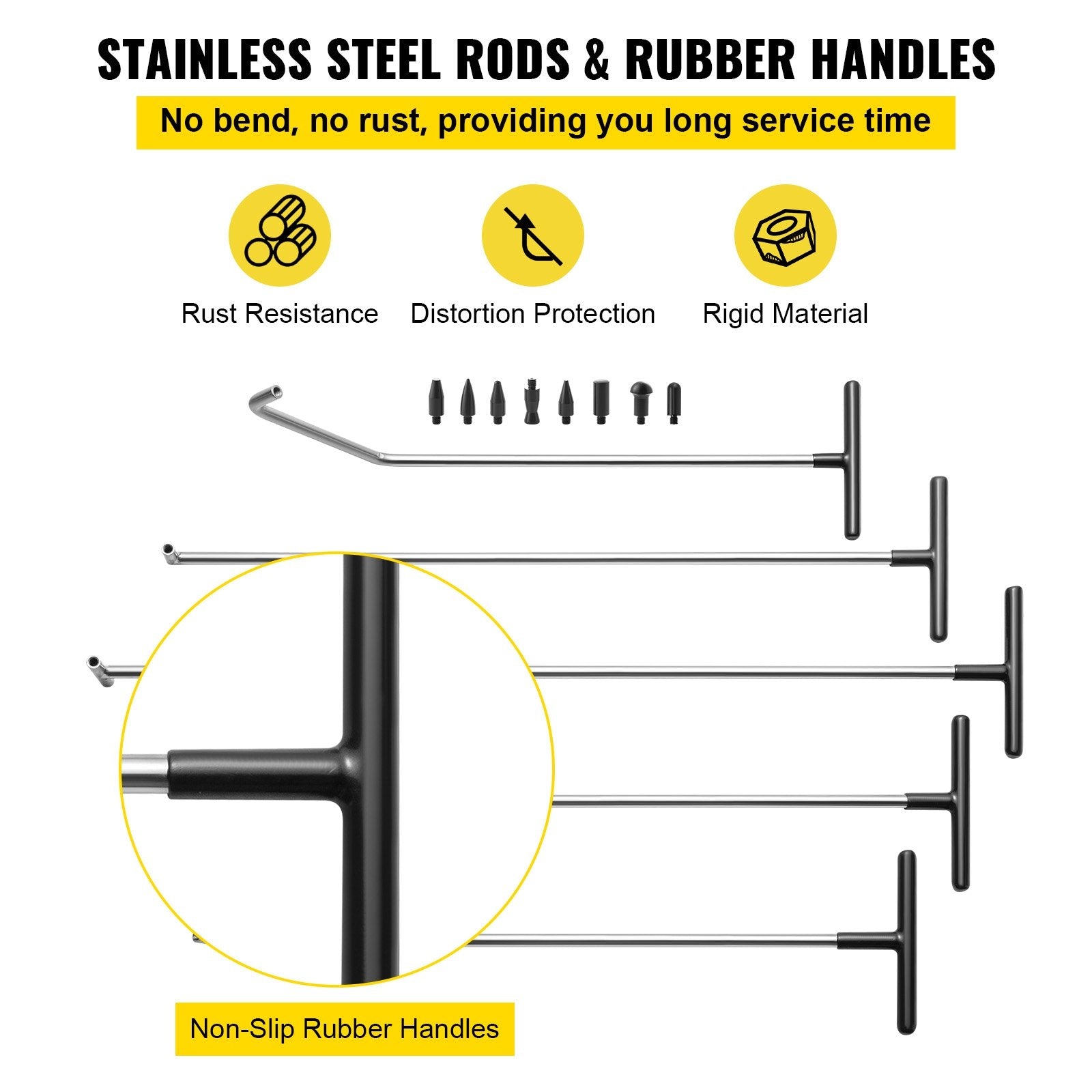 Audio Accessories: VEVOR Rods Dent Puller Stainless Steel Paintless Repair Kits Hail Removal 13 PCS