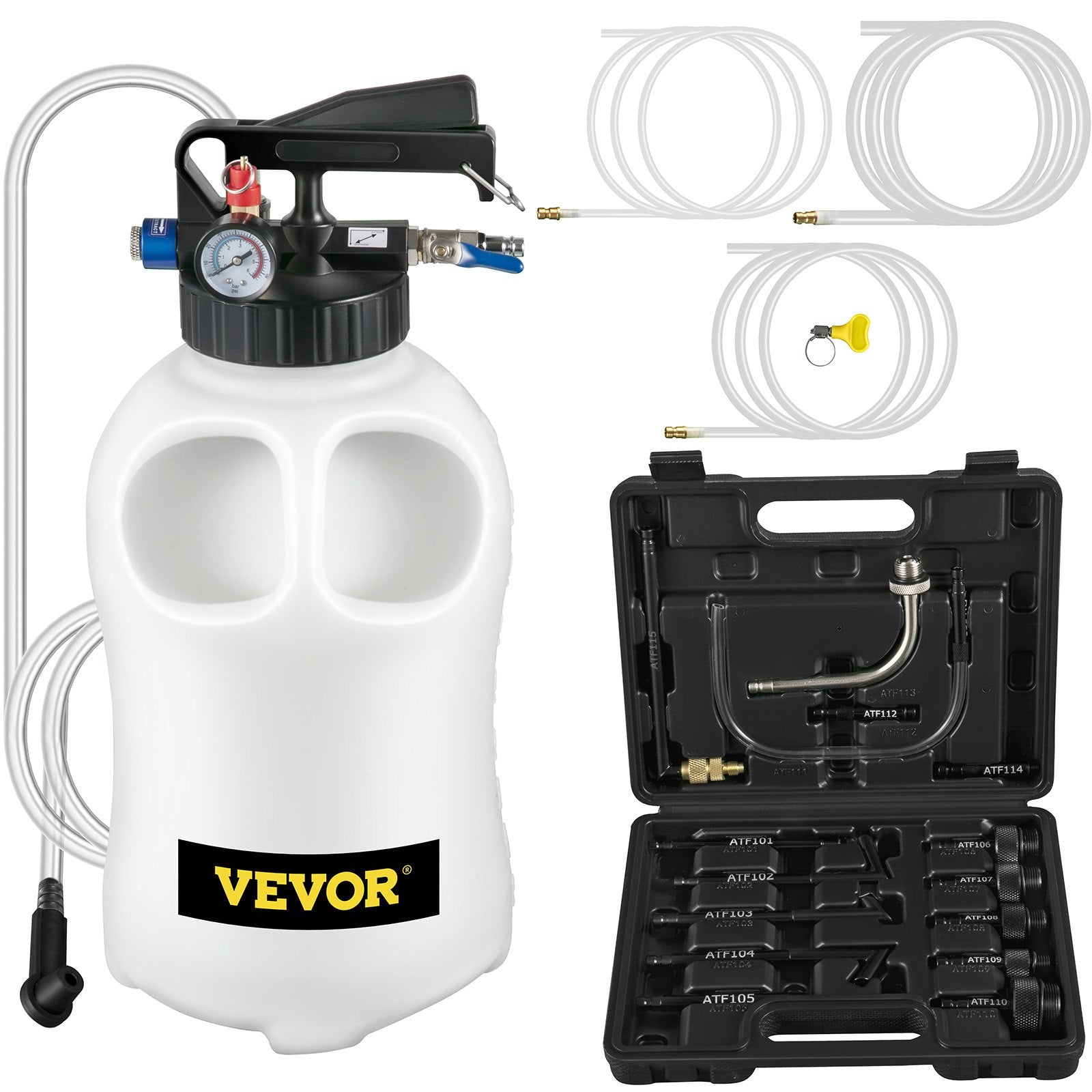 Fuel & Exhaust: VEVOR Transmission Fluid Pump 2 Way ATF Refill System Dispenser, Oil and Liquid Extractor 10 Liter Large Capacity, Automatic Transmission Fluid Pump Tool Set with 14 Pieces ATF Filler Adapters
