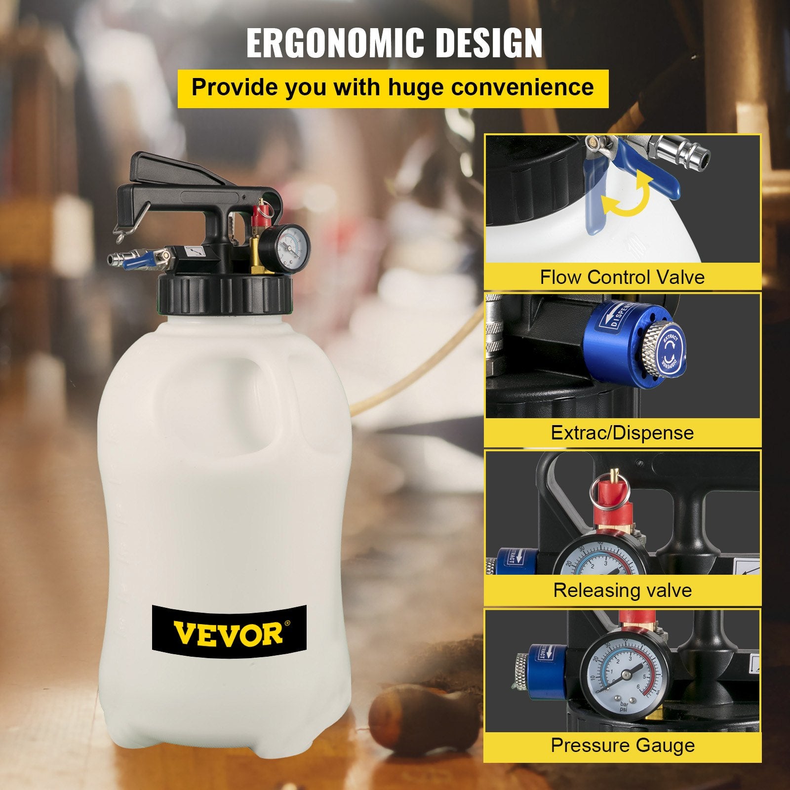 Fuel & Exhaust: VEVOR Transmission Fluid Pump 2 Way ATF Refill System Dispenser, Oil and Liquid Extractor 10 Liter Large Capacity, Automatic Transmission Fluid Pump Tool Set with 14 Pieces ATF Filler Adapters