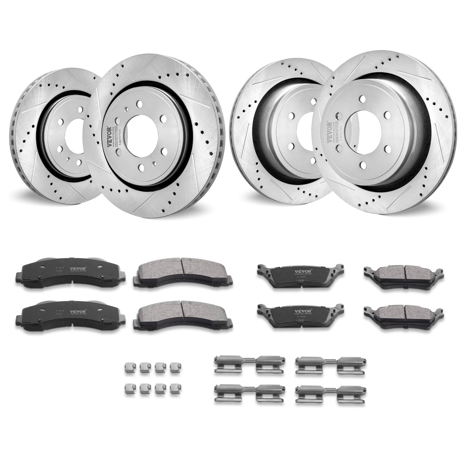 Automotive Repair & Speciality Tools: VEVOR Front and Rear Brake Kit Compatible with 2012-2020 Ford F-150(MPB Only), Drilled and Slotted Brake Rotors Ceramic Brake Pads Replacement, 13.8" Front Rotors 13.7" Rear Rotors
