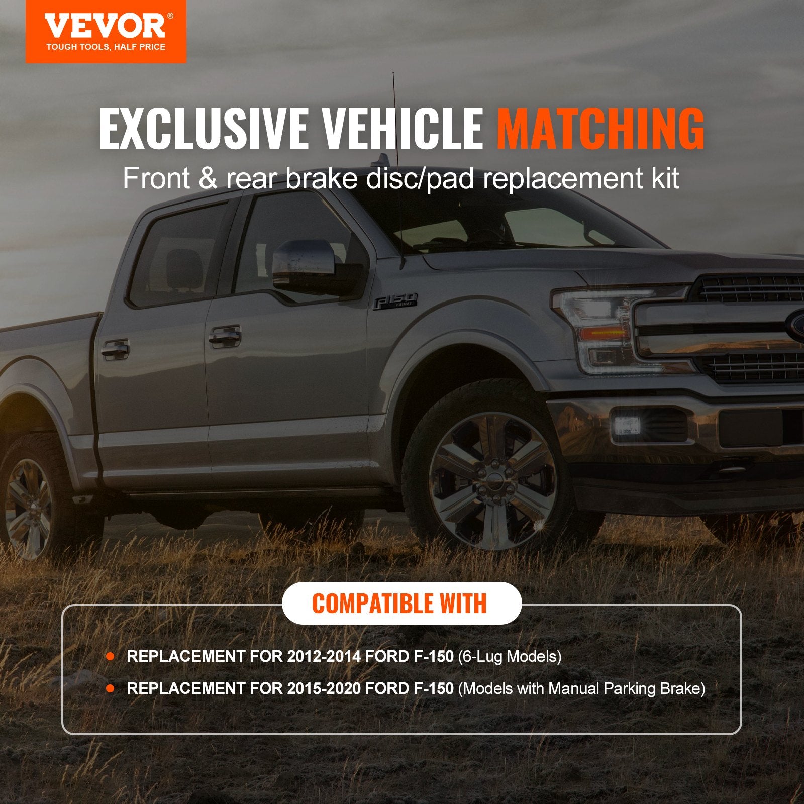 Automotive Repair & Speciality Tools: VEVOR Front and Rear Brake Kit Compatible with 2012-2020 Ford F-150(MPB Only), Drilled and Slotted Brake Rotors Ceramic Brake Pads Replacement, 13.8" Front Rotors 13.7" Rear Rotors