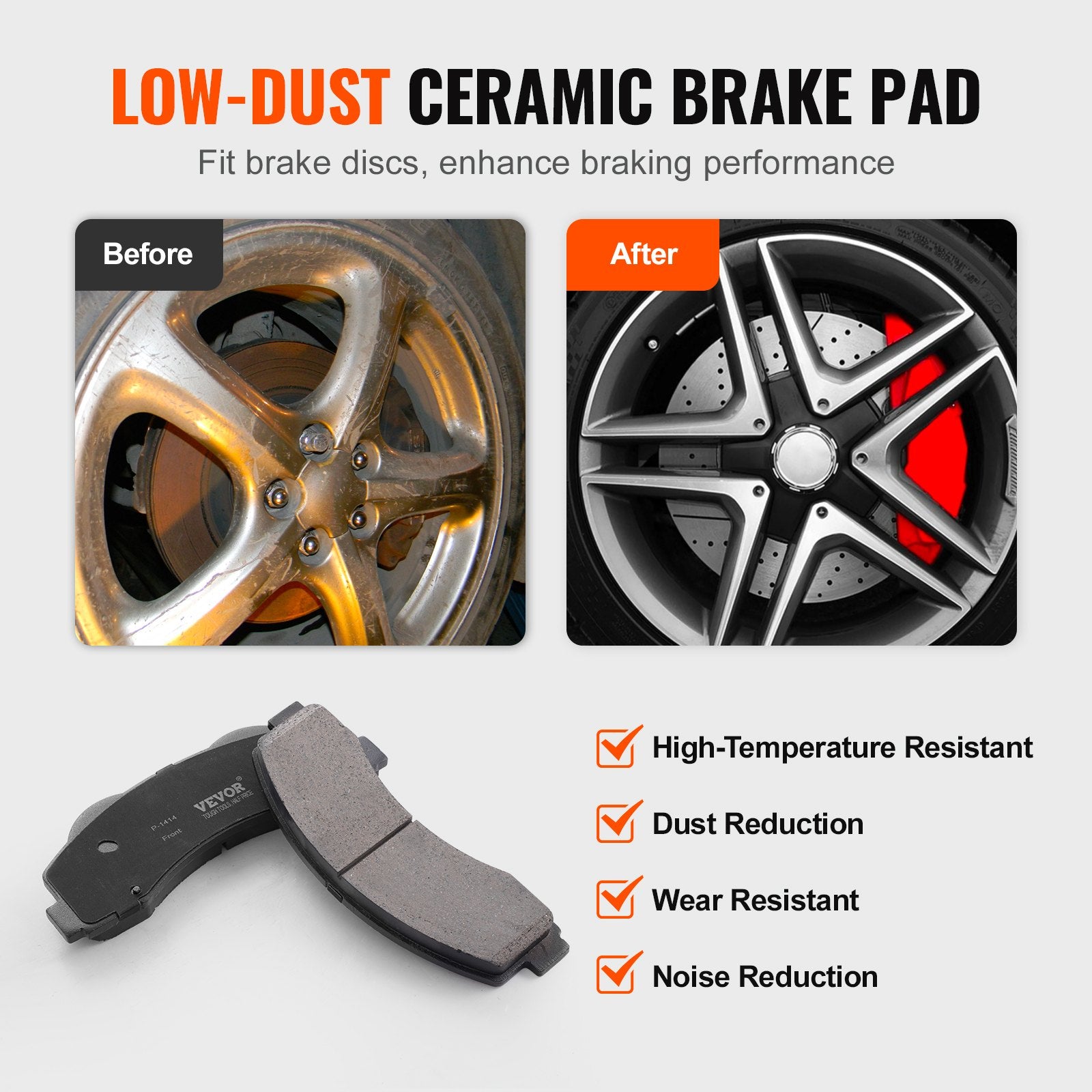 Automotive Repair & Speciality Tools: VEVOR Front and Rear Brake Kit Compatible with 2012-2020 Ford F-150(MPB Only), Drilled and Slotted Brake Rotors Ceramic Brake Pads Replacement, 13.8" Front Rotors 13.7" Rear Rotors