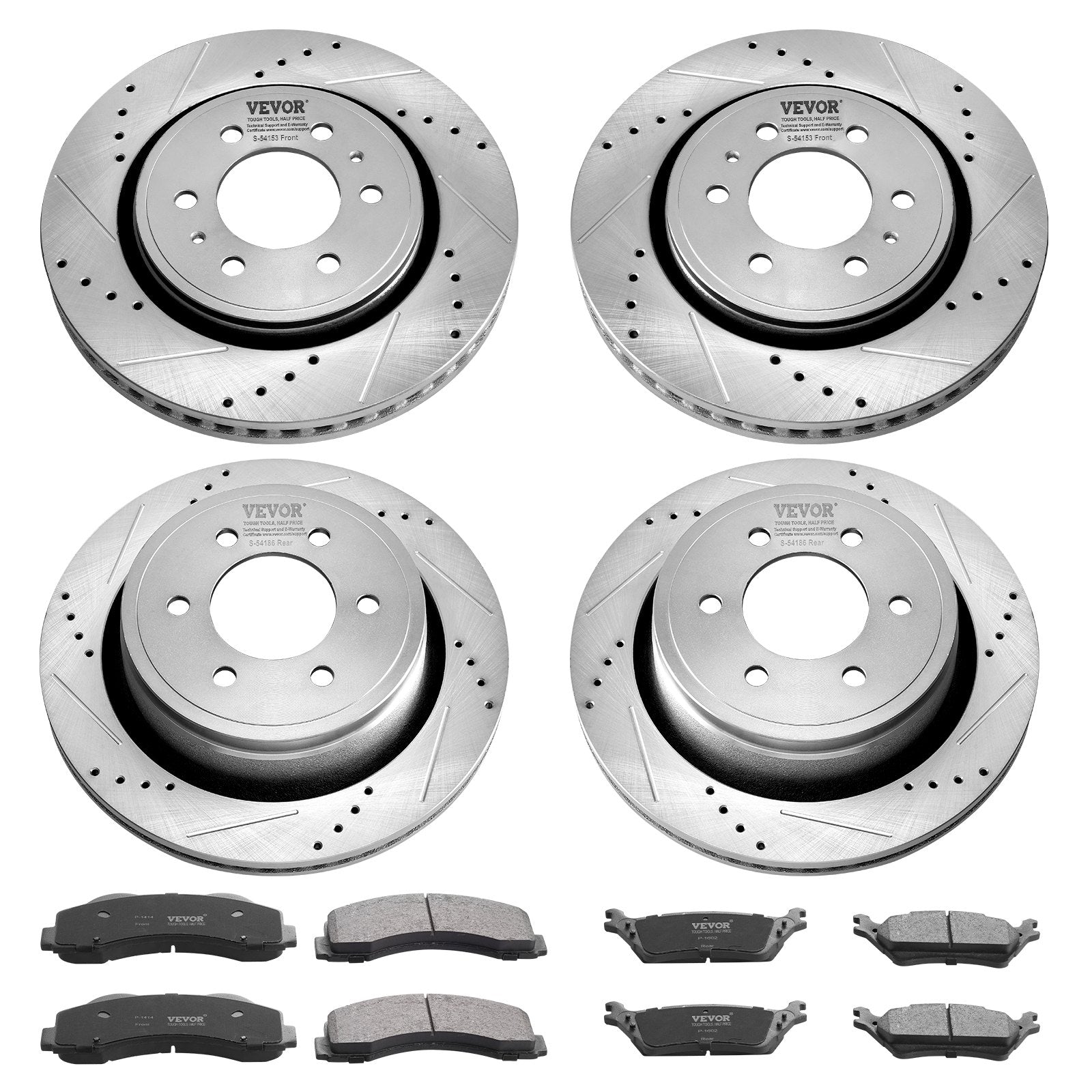 Automotive Repair & Speciality Tools: VEVOR Front and Rear Brake Kit Compatible with 2012-2020 Ford F-150(MPB Only), Drilled and Slotted Brake Rotors Ceramic Brake Pads Replacement, 13.8" Front Rotors 13.7" Rear Rotors