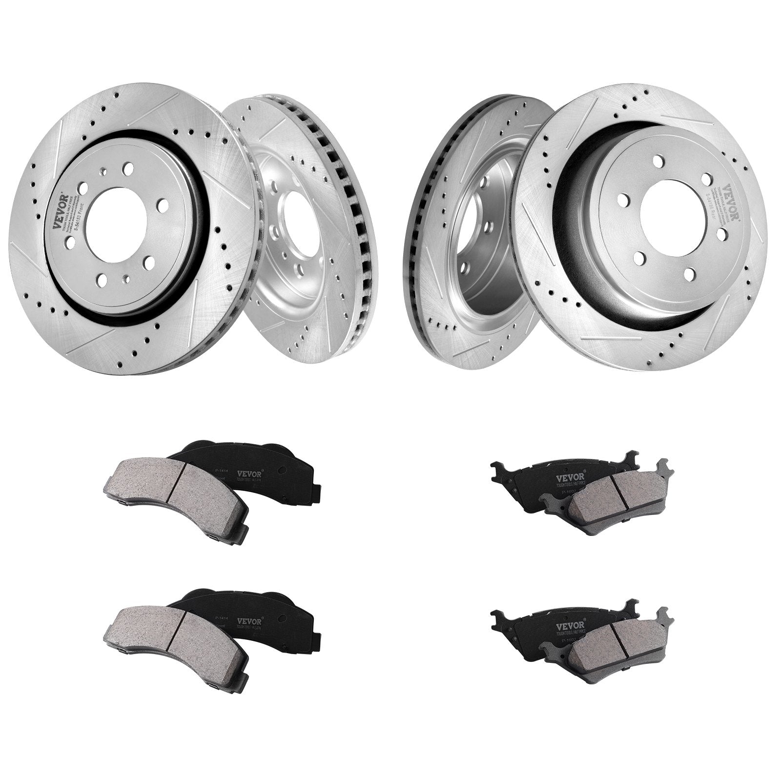 Automotive Repair & Speciality Tools: VEVOR Front and Rear Brake Kit Compatible with 2012-2020 Ford F-150(MPB Only), Drilled and Slotted Brake Rotors Ceramic Brake Pads Replacement, 13.8" Front Rotors 13.7" Rear Rotors